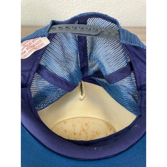 Vintage Blue Captain Snapback Hat Unisex Adjustable Nautical 80s Style - Picture 5 of 12